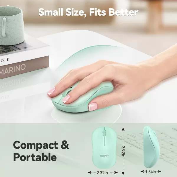 TECKNET Wireless Mouse for Laptop 24G Silent Mouse Quiet Click Small Portable Computer Mouse 5 DPI Levels Cordless Mice for PC Chromebook Mac  PinkMint Green