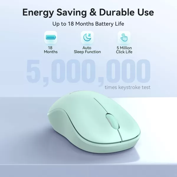 TECKNET Wireless Mouse for Laptop 24G Silent Mouse Quiet Click Small Portable Computer Mouse 5 DPI Levels Cordless Mice for PC Chromebook Mac  PinkMint Green