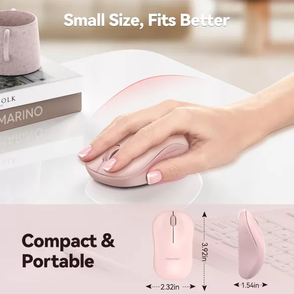 TECKNET Wireless Mouse for Laptop 24G Silent Mouse Quiet Click Small Portable Computer Mouse 5 DPI Levels Cordless Mice for PC Chromebook Mac  PinkPink