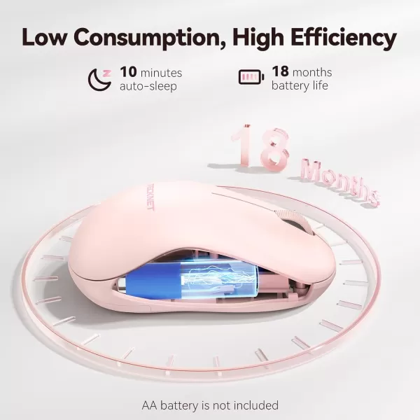 TECKNET Wireless Mouse for Laptop 24G Silent Mouse Quiet Click Small Portable Computer Mouse 5 DPI Levels Cordless Mice for PC Chromebook Mac  PinkPink