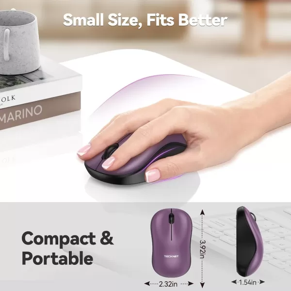TECKNET Wireless Mouse for Laptop 24G Silent Mouse Quiet Click Small Portable Computer Mouse 5 DPI Levels Cordless Mice for PC Chromebook Mac  PinkPurple