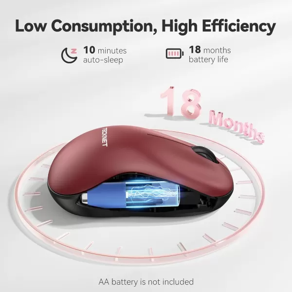 TECKNET Wireless Mouse for Laptop 24G Silent Mouse Quiet Click Small Portable Computer Mouse 5 DPI Levels Cordless Mice for PC Chromebook Mac  PinkRed