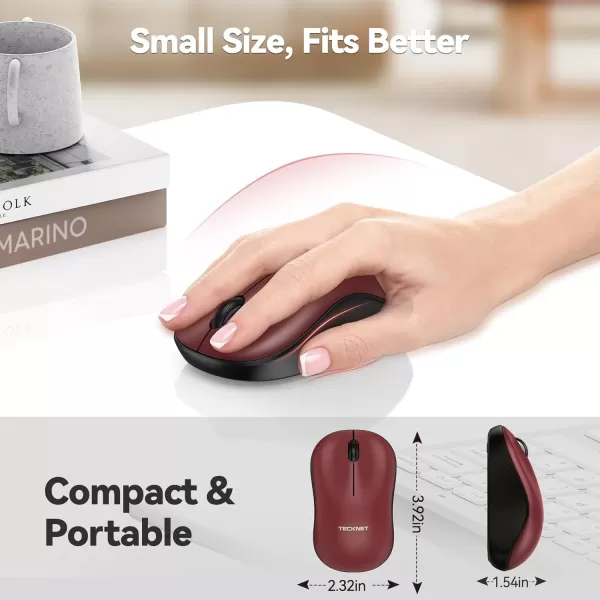 TECKNET Wireless Mouse for Laptop 24G Silent Mouse Quiet Click Small Portable Computer Mouse 5 DPI Levels Cordless Mice for PC Chromebook Mac  PinkRed
