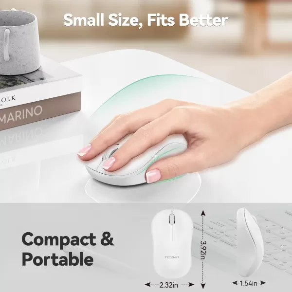TECKNET Wireless Mouse for Laptop 24G Silent Mouse Quiet Click Small Portable Computer Mouse 5 DPI Levels Cordless Mice for PC Chromebook Mac  PinkWhite
