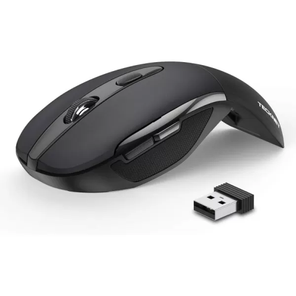 TECKNET Folding Wireless Mouse 24G Travel Mouse with USB Receiver Wireless Mouse for Laptop Notebook PC Computer Portable Mouse 3 Adjustable DPI 200015001000 24 Months Battery LifeBlack
