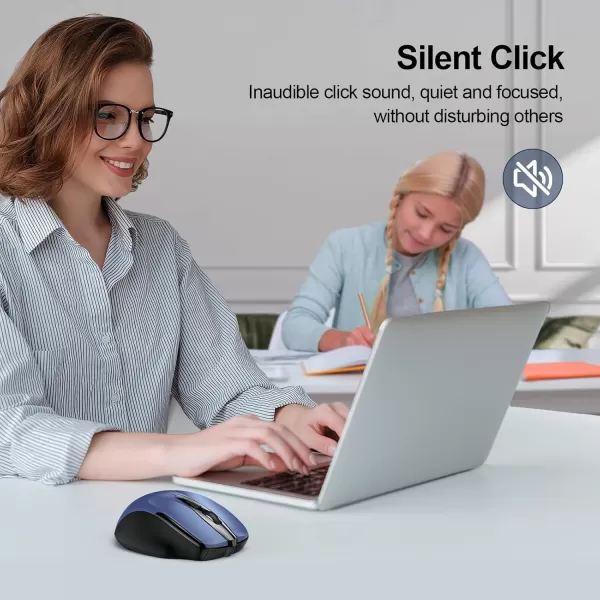 imageTECKNET Wireless Mouse 24G ampamp BT5030 Silent Mouse 4800 DPI Computer Mouse 6 Buttons Bluetooth Mouse USB A Mouse Wide Compatibility  GreyBlue