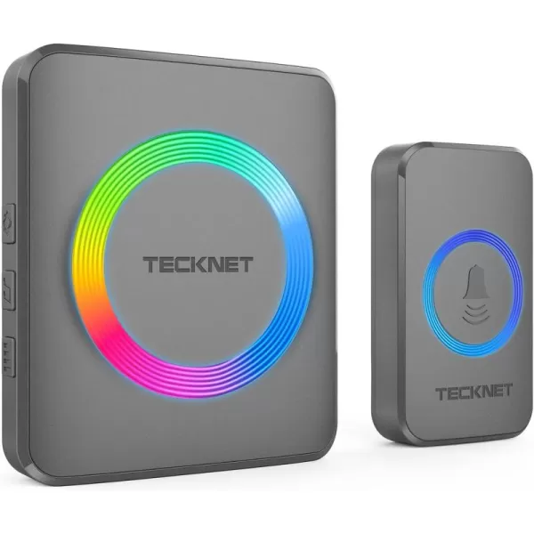 imageTECKNET Wireless Doorbells for Home IP65 Waterproof 1970Ft 120dB Door Bell Ringer Wireless for Classroom with 60 Chimes ampamp 5 Volume Levels RGB FlashTarnish