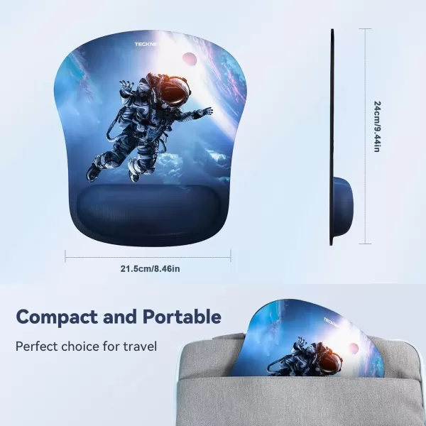 imageTECKNET Mouse Pad with Wrist Support Ergonomic Gaming Mouse Pad Pain Relief Portable Comfortable Mousepad for Computer Laptop Office Home  NonSlip Base Waterproof Surface  Blue AstronautBlue Astronaut