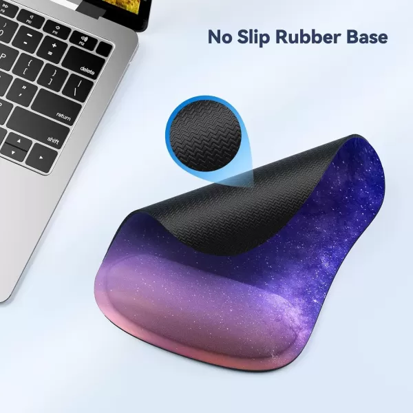 imageTECKNET Mouse Pad with Wrist Support Ergonomic Gaming Mouse Pad Pain Relief Portable Comfortable Mousepad for Computer Laptop Office Home  NonSlip Base Waterproof Surface  Blue AstronautDark Purple Galaxy