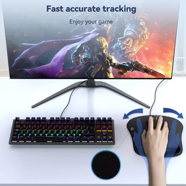 imageTECKNET Mouse Pad with Wrist Support Ergonomic Gaming Mouse Pad Pain Relief Portable Comfortable Mousepad for Computer Laptop Office Home  NonSlip Base Waterproof Surface  Blue AstronautBlack