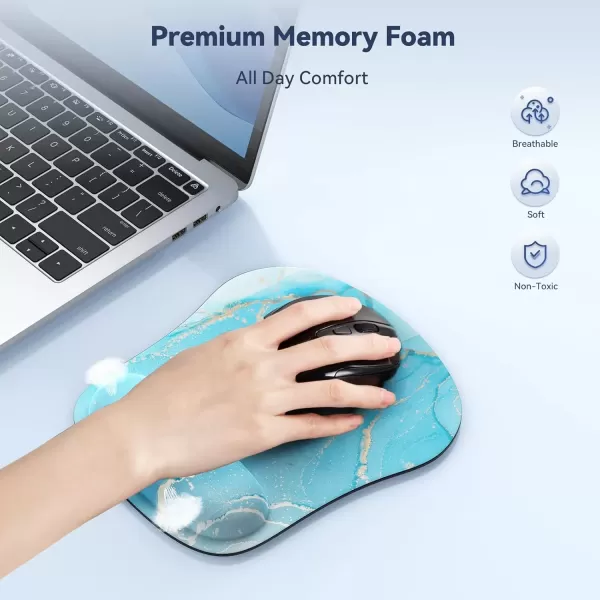 imageTECKNET Mouse Pad with Wrist Support Ergonomic Gaming Mouse Pad Pain Relief Portable Comfortable Mousepad for Computer Laptop Office Home  NonSlip Base Waterproof Surface  Blue AstronautBlue Gold