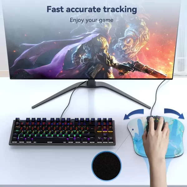imageTECKNET Mouse Pad with Wrist Support Ergonomic Gaming Mouse Pad Pain Relief Portable Comfortable Mousepad for Computer Laptop Office Home  NonSlip Base Waterproof Surface  Blue AstronautBlue Gold