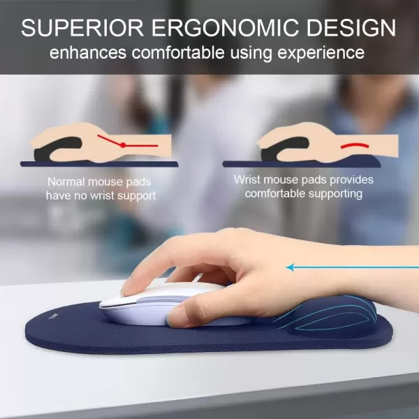 imageTECKNET Mouse Pad with Wrist Support Ergonomic Gaming Mouse Pad Pain Relief Portable Comfortable Mousepad for Computer Laptop Office Home  NonSlip Base Waterproof Surface  Blue AstronautBlue