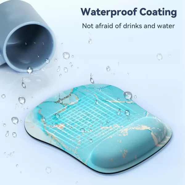 imageTECKNET Mouse Pad with Wrist Support Ergonomic Gaming Mouse Pad Pain Relief Portable Comfortable Mousepad for Computer Laptop Office Home  NonSlip Base Waterproof Surface  Blue AstronautBlue Gold