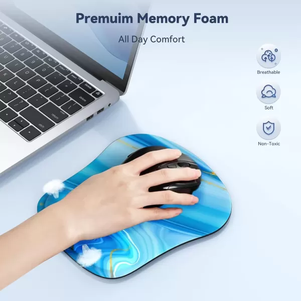 imageTECKNET Mouse Pad with Wrist Support Ergonomic Gaming Mouse Pad Pain Relief Portable Comfortable Mousepad for Computer Laptop Office Home  NonSlip Base Waterproof Surface  Blue AstronautLight Blue