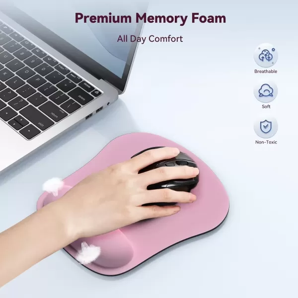 imageTECKNET Mouse Pad with Wrist Support Ergonomic Gaming Mouse Pad Pain Relief Portable Comfortable Mousepad for Computer Laptop Office Home  NonSlip Base Waterproof Surface  Blue AstronautPink