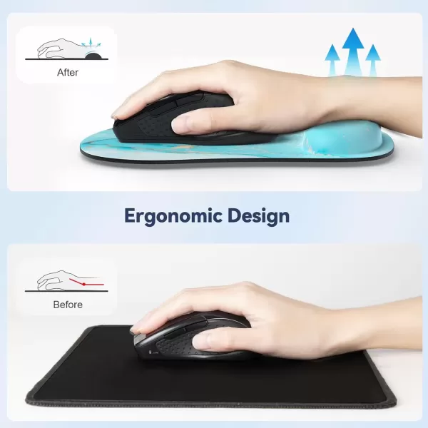 imageTECKNET Mouse Pad with Wrist Support Ergonomic Gaming Mouse Pad Pain Relief Portable Comfortable Mousepad for Computer Laptop Office Home  NonSlip Base Waterproof Surface  Blue AstronautBlue Gold