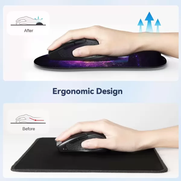 imageTECKNET Mouse Pad with Wrist Support Ergonomic Gaming Mouse Pad Pain Relief Portable Comfortable Mousepad for Computer Laptop Office Home  NonSlip Base Waterproof Surface  Blue AstronautBlack Astronaut