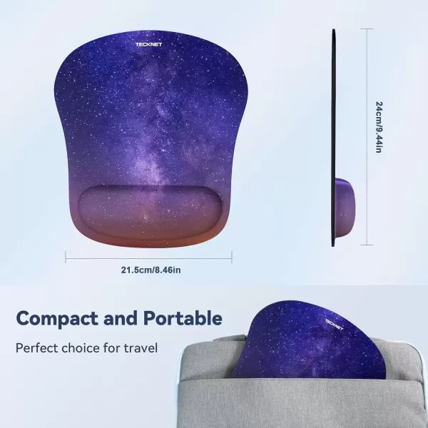 imageTECKNET Mouse Pad with Wrist Support Ergonomic Gaming Mouse Pad Pain Relief Portable Comfortable Mousepad for Computer Laptop Office Home  NonSlip Base Waterproof Surface  Blue AstronautDark Purple Galaxy