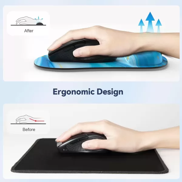 imageTECKNET Mouse Pad with Wrist Support Ergonomic Gaming Mouse Pad Pain Relief Portable Comfortable Mousepad for Computer Laptop Office Home  NonSlip Base Waterproof Surface  Blue AstronautLight Blue