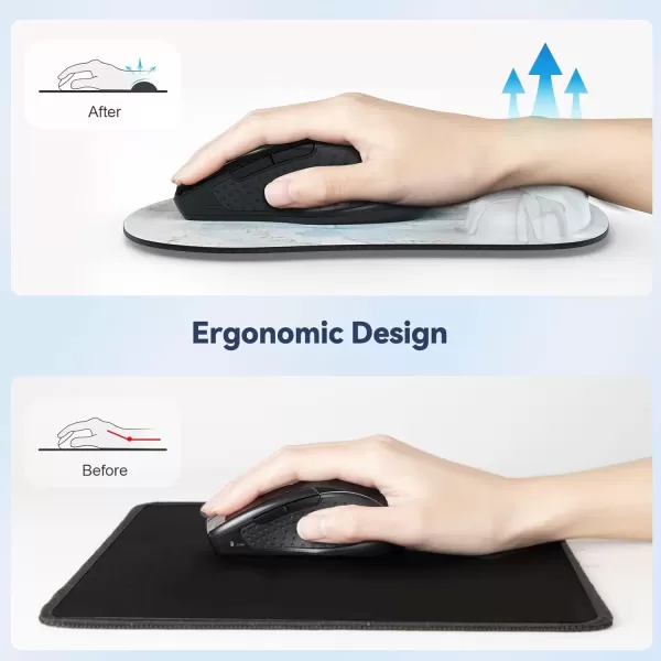 imageTECKNET Mouse Pad with Wrist Support Ergonomic Gaming Mouse Pad Pain Relief Portable Comfortable Mousepad for Computer Laptop Office Home  NonSlip Base Waterproof Surface  Blue AstronautMarble Blue