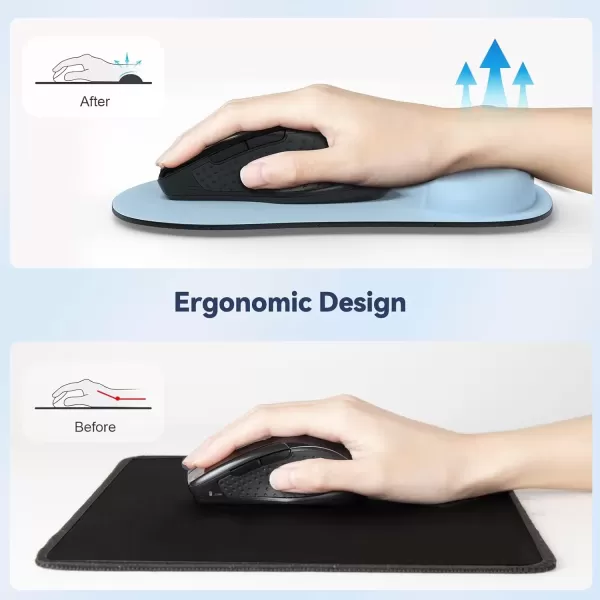 imageTECKNET Mouse Pad with Wrist Support Ergonomic Gaming Mouse Pad Pain Relief Portable Comfortable Mousepad for Computer Laptop Office Home  NonSlip Base Waterproof Surface  Blue AstronautBlue Gray