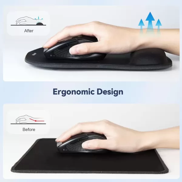 imageTECKNET Mouse Pad with Wrist Support Ergonomic Gaming Mouse Pad Pain Relief Portable Comfortable Mousepad for Computer Laptop Office Home  NonSlip Base Waterproof Surface  Blue AstronautBlack