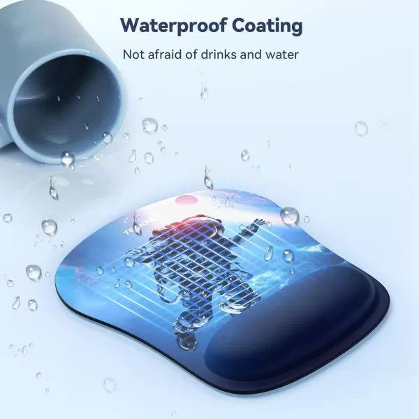 imageTECKNET Mouse Pad with Wrist Support Ergonomic Gaming Mouse Pad Pain Relief Portable Comfortable Mousepad for Computer Laptop Office Home  NonSlip Base Waterproof Surface  Blue AstronautBlue Astronaut