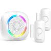 imageTECKNET Door Chime When Door Opens Wireless Door Sensor Alarm Chime with 1000Ft Range 61 Songs 5 Volume Levels RGB Light Door Bells Chimes for BusinessStoreHomeOffice Entry Security AlarmWhite