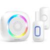 imageTECKNET Door Chime When Door Opens Wireless Door Sensor Alarm Chime with 1000Ft Range 61 Songs 5 Volume Levels RGB Light Door Bells Chimes for BusinessStoreHomeOffice Entry Security AlarmWhite