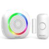 imageTECKNET Door Chime When Door Opens Wireless Door Sensor Alarm Chime with 1000Ft Range 61 Songs 5 Volume Levels RGB Light Door Bells Chimes for BusinessStoreHomeOffice Entry Security AlarmMilk White