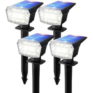 imageTECKNET 59 LED Outdoor Solar Lights for Yard 3 Lighting Modes IP65 Waterproof Security Landscape Spotlights 4Pack Cool White Ground Stake ampamp Wall Mount for Garden Pathway Patio Driveway4 Pack