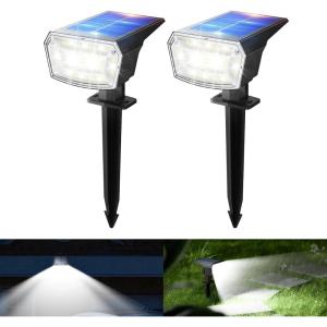 imageTECKNET 59 LED Outdoor Solar Lights for Yard 3 Lighting Modes IP65 Waterproof Security Landscape Spotlights 4Pack Cool White Ground Stake ampamp Wall Mount for Garden Pathway Patio Driveway2 Pack
