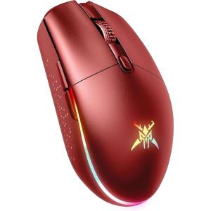 imageTECKNET Wireless Gaming Mouse 8000 DPI Optical Sensor RGB Backlit Ultra Lightweight 6 Programmable Buttons Rechargeable 24G CordlessampampWired Mouse 100Hrs Battery Life for Laptop PC Mac  BlackRed