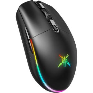 imageTECKNET Wireless Gaming Mouse 8000 DPI Optical Sensor RGB Backlit Ultra Lightweight 6 Programmable Buttons Rechargeable 24G CordlessampampWired Mouse 100Hrs Battery Life for Laptop PC Mac  BlackBlack