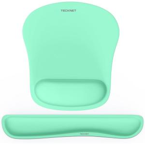 imageTECKNET Keyboard Wrist Rest and Mouse Pad with Wrist Support Memory Foam Set for ComputerLaptopMac Lightweight for Easy Typing ampamp Pain Relief Ergonomic MousepadLight Green