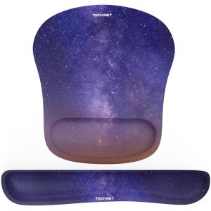 imageTECKNET Keyboard Wrist Rest and Mouse Pad with Wrist Support Memory Foam Set for ComputerLaptopMac Lightweight for Easy Typing ampamp Pain Relief Ergonomic MousepadDark Purple Galaxy