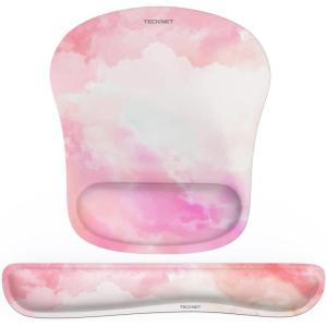 imageTECKNET Keyboard Wrist Rest and Mouse Pad with Wrist Support Memory Foam Set for ComputerLaptopMac Lightweight for Easy Typing ampamp Pain Relief Ergonomic MousepadPink White