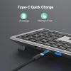 imageTECKNET Bluetooth Keyboard Rechargeable 4Device Free Switching 24GBT UltraSlim Full Size Wireless Keyboard Quiet Typing for PCLaptopSmart TVPhone Adjustable Stand 12 Multimedia KeysSilverGrey