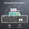 imageTECKNET Bluetooth Keyboard Rechargeable 4Device Free Switching 24GBT UltraSlim Full Size Wireless Keyboard Quiet Typing for PCLaptopSmart TVPhone Adjustable Stand 12 Multimedia KeysSilverGrey