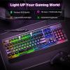 imageTECKNET Wired Gaming Keyboard 24G USB Computer Keyboards 7Color ampamp 4 Modes Backlit Whisper Quiet Switches Full Size Quiet Keyboard for Windows Desktop PC Laptop GamingBlack