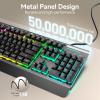 imageTECKNET Wired Gaming Keyboard 24G USB Computer Keyboards 7Color ampamp 4 Modes Backlit Whisper Quiet Switches Full Size Quiet Keyboard for Windows Desktop PC Laptop GamingCarbon Black