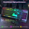 imageTECKNET Wired Gaming Keyboard 24G USB Computer Keyboards 7Color ampamp 4 Modes Backlit Whisper Quiet Switches Full Size Quiet Keyboard for Windows Desktop PC Laptop GamingBlack