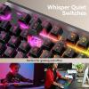 imageTECKNET Wired Gaming Keyboard 24G USB Computer Keyboards 7Color ampamp 4 Modes Backlit Whisper Quiet Switches Full Size Quiet Keyboard for Windows Desktop PC Laptop GamingCarbon Black