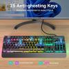 imageTECKNET Wired Gaming Keyboard 24G USB Computer Keyboards 7Color ampamp 4 Modes Backlit Whisper Quiet Switches Full Size Quiet Keyboard for Windows Desktop PC Laptop GamingCarbon Black