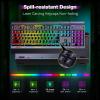 imageTECKNET Wired Gaming Keyboard 24G USB Computer Keyboards 7Color ampamp 4 Modes Backlit Whisper Quiet Switches Full Size Quiet Keyboard for Windows Desktop PC Laptop GamingBlack