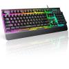 imageTECKNET Wired Gaming Keyboard 24G USB Computer Keyboards 7Color ampamp 4 Modes Backlit Whisper Quiet Switches Full Size Quiet Keyboard for Windows Desktop PC Laptop GamingCarbon Black
