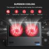 imageTECKNET Laptop Cooling Pad 12quot156quot Laptop Cooler Gaming Laptop Cooling Stand Wind Speed Adjustable 2 USB Powered Laptop Fan Cooling Pad for Laptop Within 16 Inch RedRed