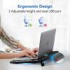 imageTECKNET Laptop Cooling Pad Portable Slim Quiet USB Powered Laptop Notebook Cooler Cooling Pad Stand Chill Mat with 3 Blue LED Fans Fits 1217 Inches WhiteBlack