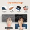 imageTECKNET Wrist Rest for Computer Keyboard Thicken Memory Foam Wrist Support Pad for Keyboard Ergonomic Palm Rest for Pain Relief AntiSlip Rubber Base 17x33 in 1 inch 25mm BlackBlue